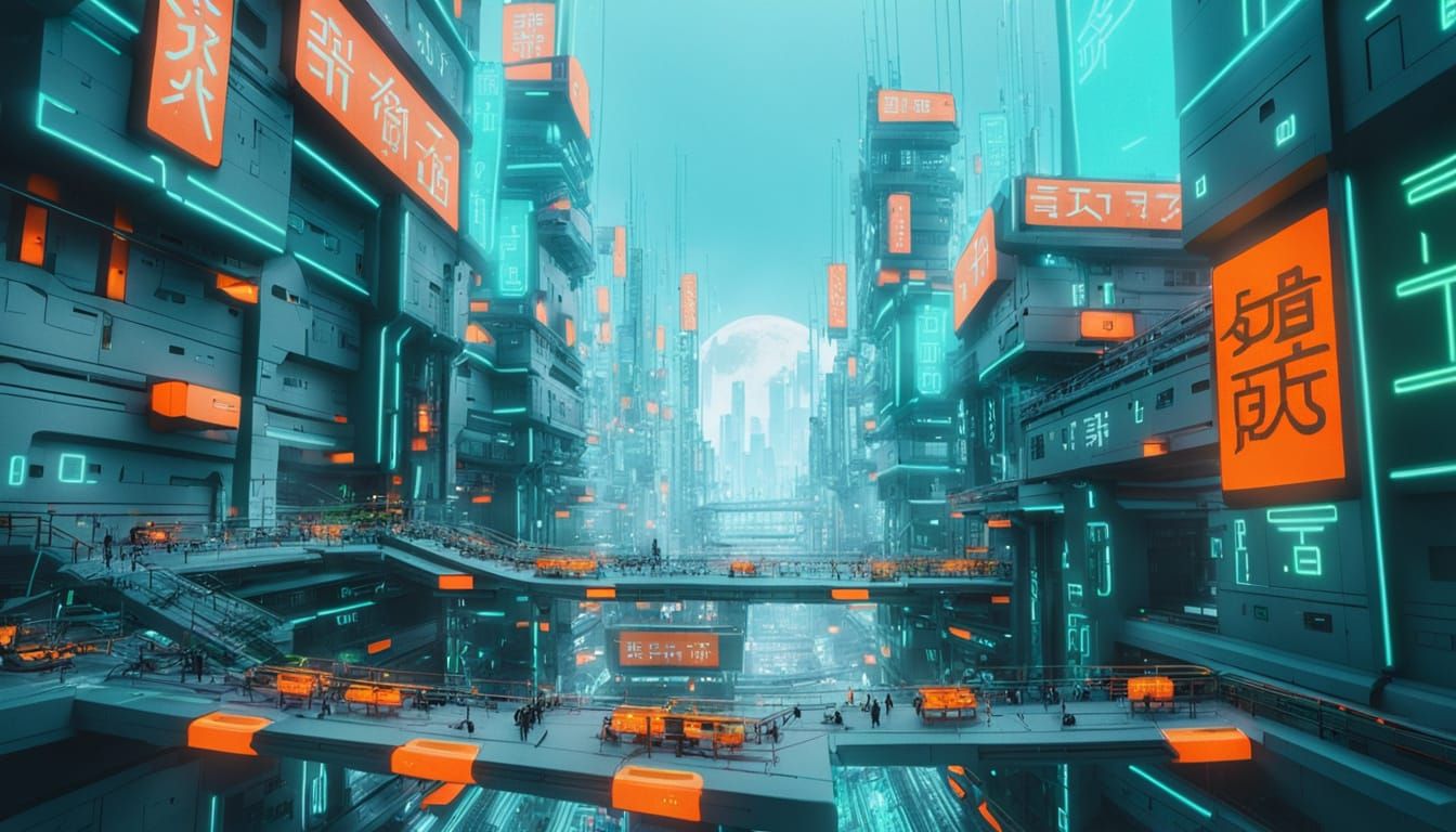 Cyberpunk Metropolis at Dusk