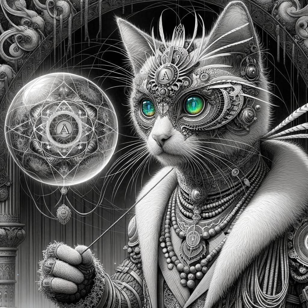 Feline Clairvoyant in Monochrome Houdini Act