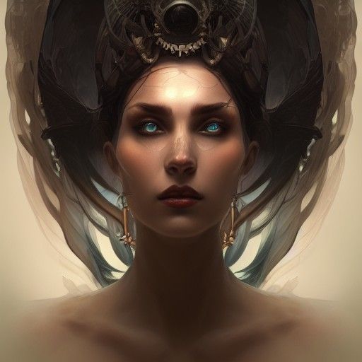 Goddess of Death Portrait in Art Nouveau Style