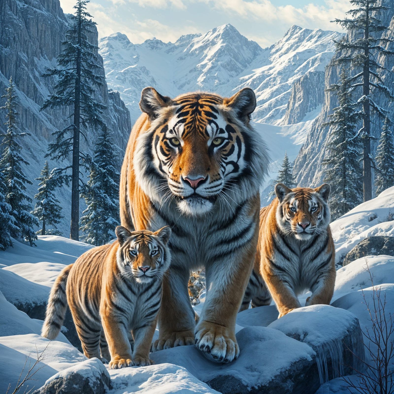 Snow Tigers Roam Free in Their Natural Habitat
