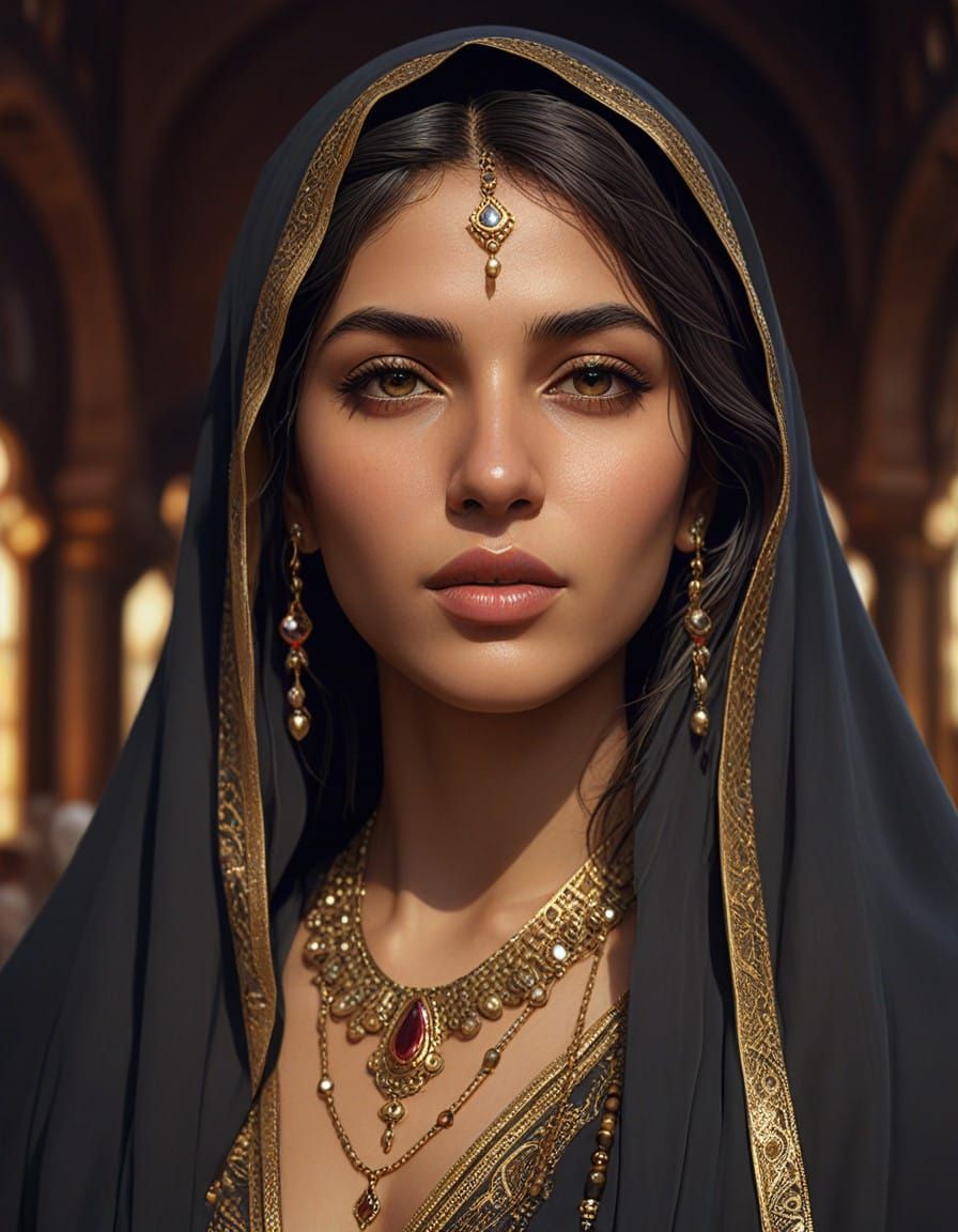 Elegant Arabian Woman in Golden Light