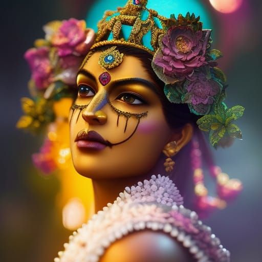 Krishna Portrait in Hyperdetailed Digital Art Style