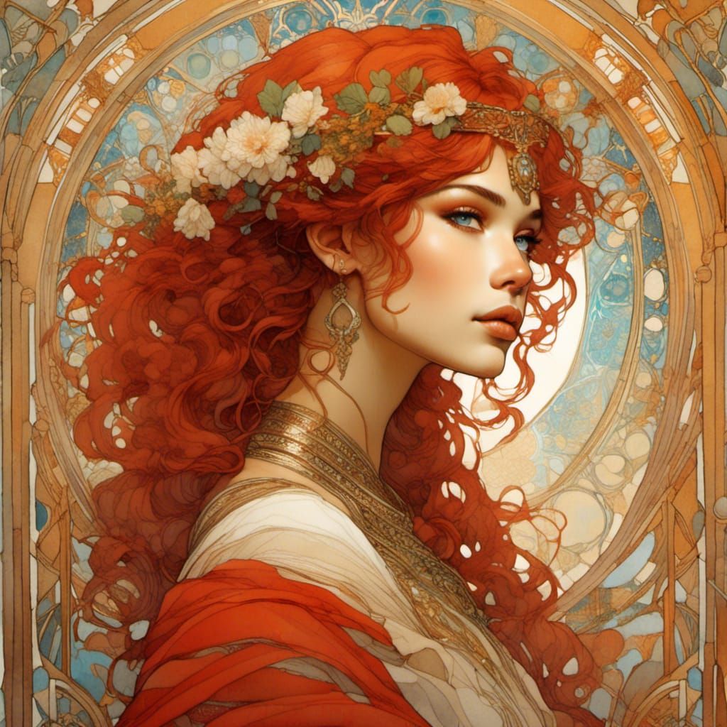 Elegant Art Nouveau Portrait of a Woman