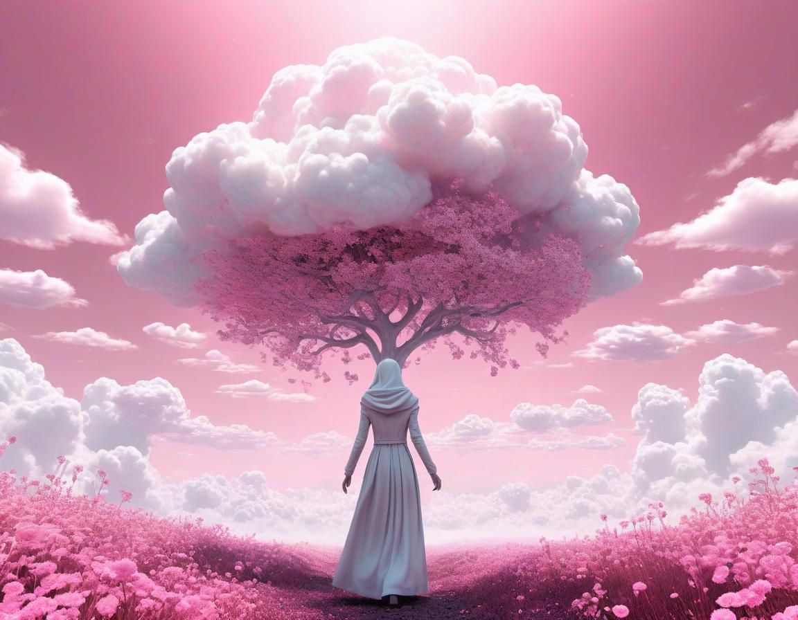 Ethereal Abstract: Minimalist Pink Dystopian Art