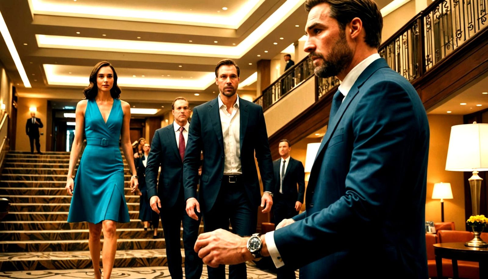 Man Watches Gal Gadot Descend Hotel Lobby Stairs