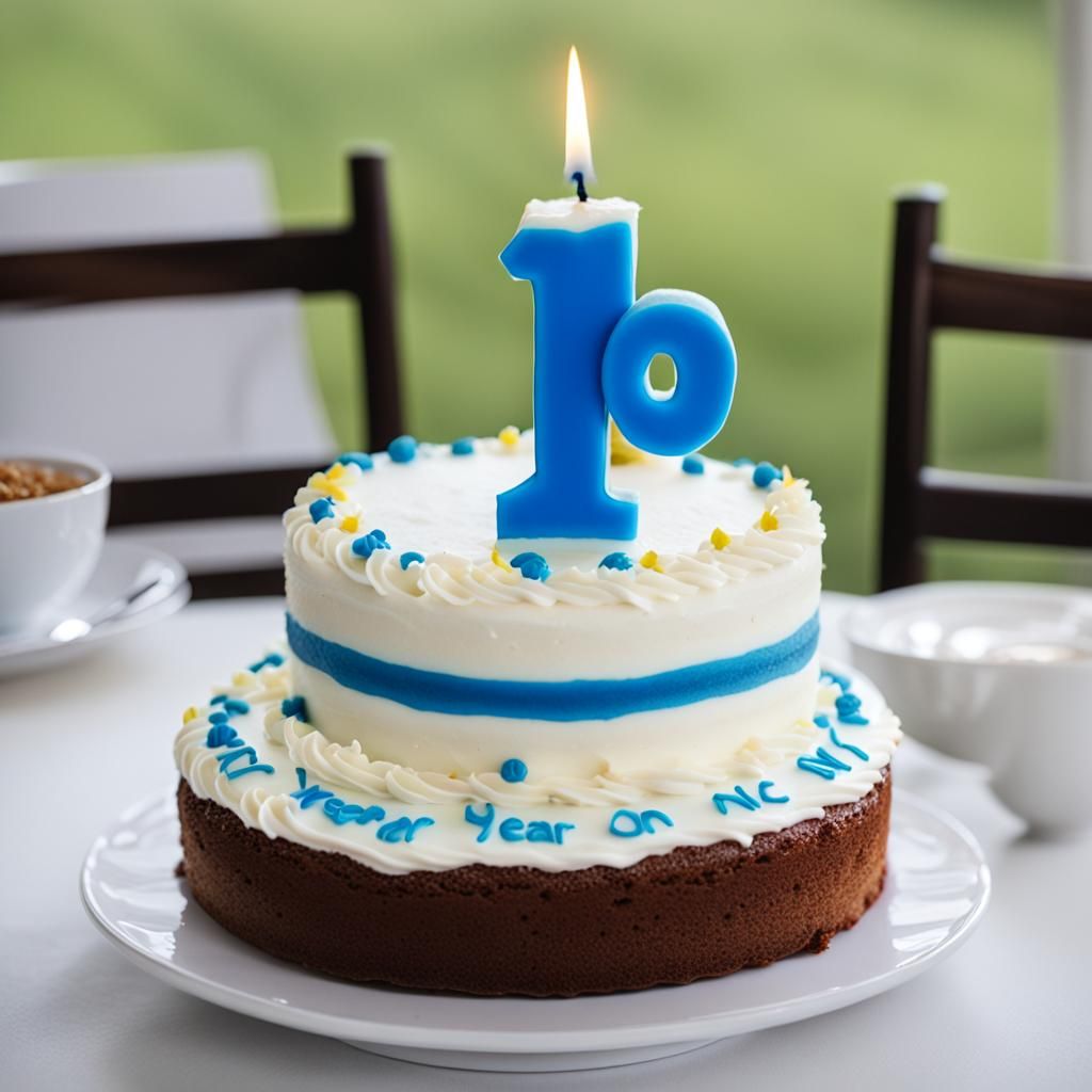 Celebratory Cake with Number One Candle