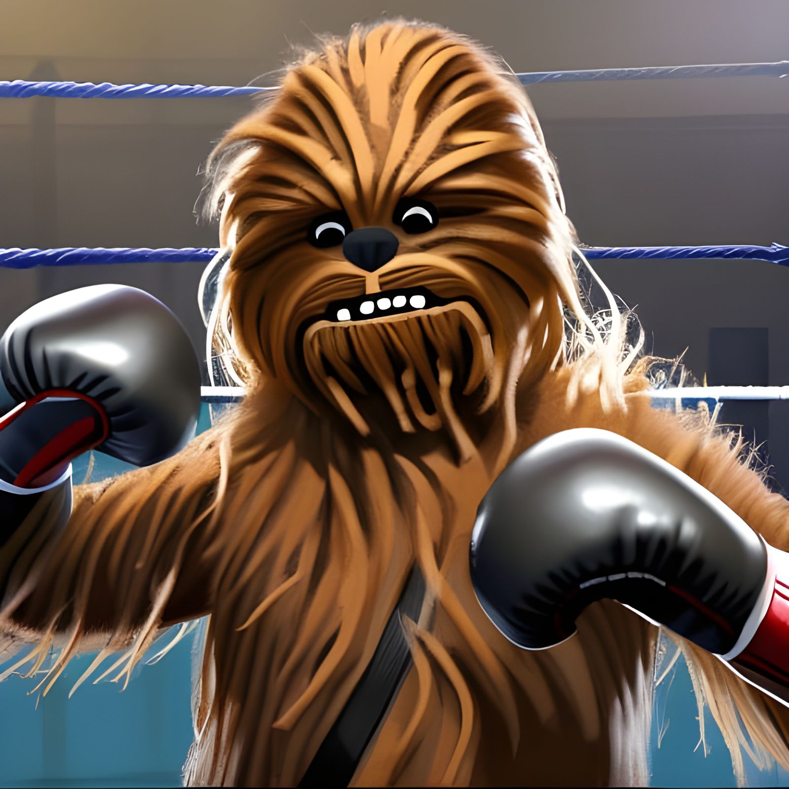 Chewbacca as Angry Boxer: 3D Digital Art