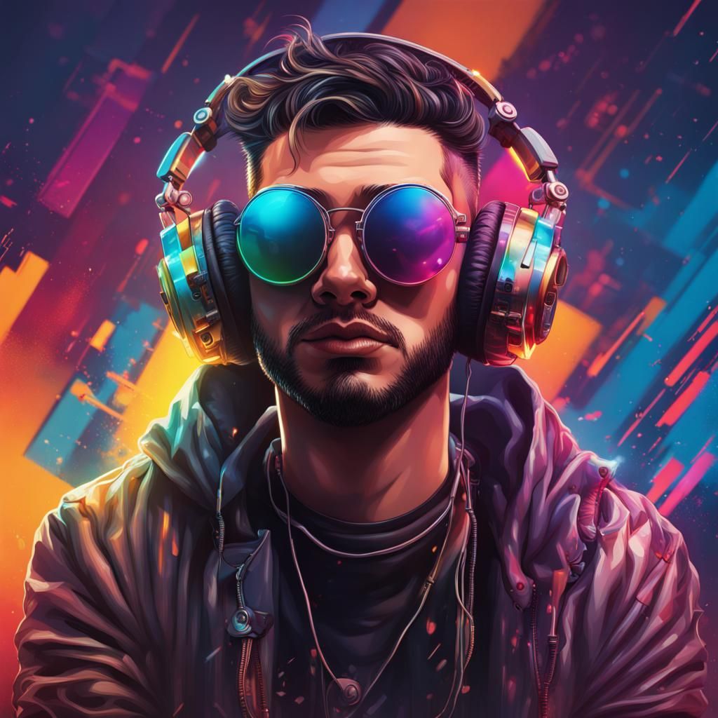Cyberpunk DJ with Headphone and Oculos