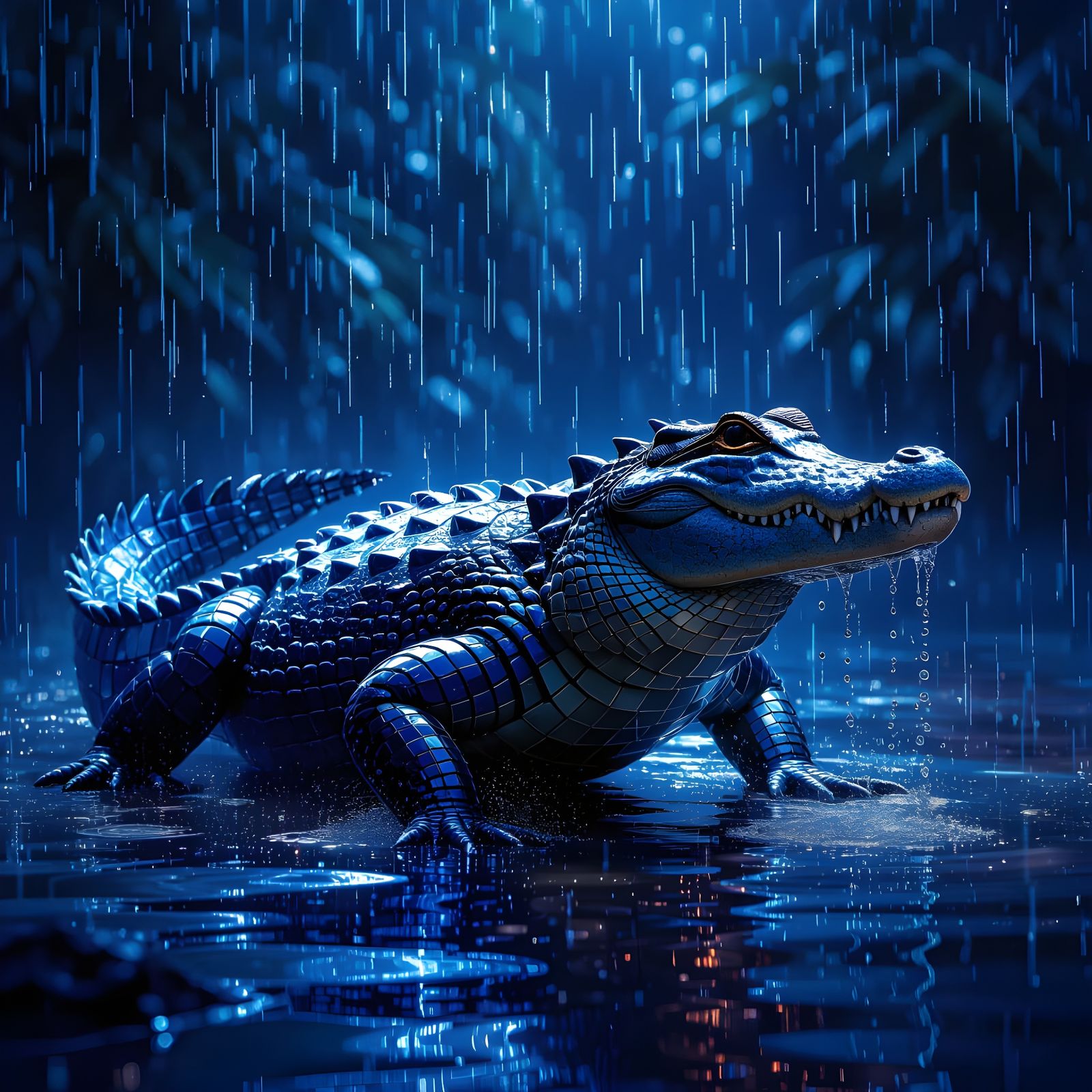 Crystalline Crocodile in Diamond Rain