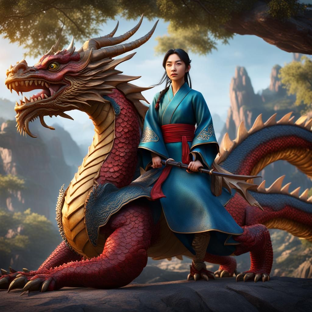 Hyperrealistic Mulan Dragon: Fantasy Concept Art