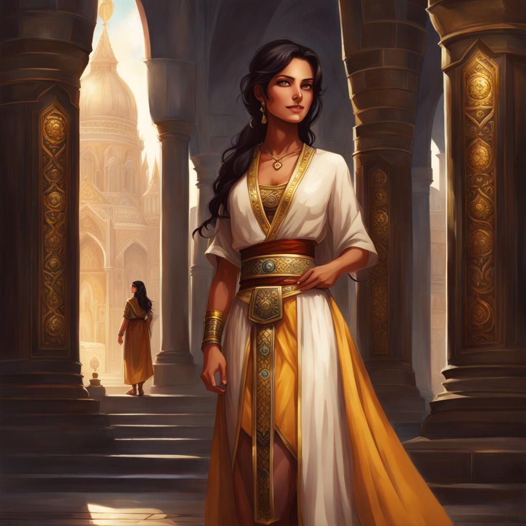 Ethereal Female Monk in Ancient Cathedral