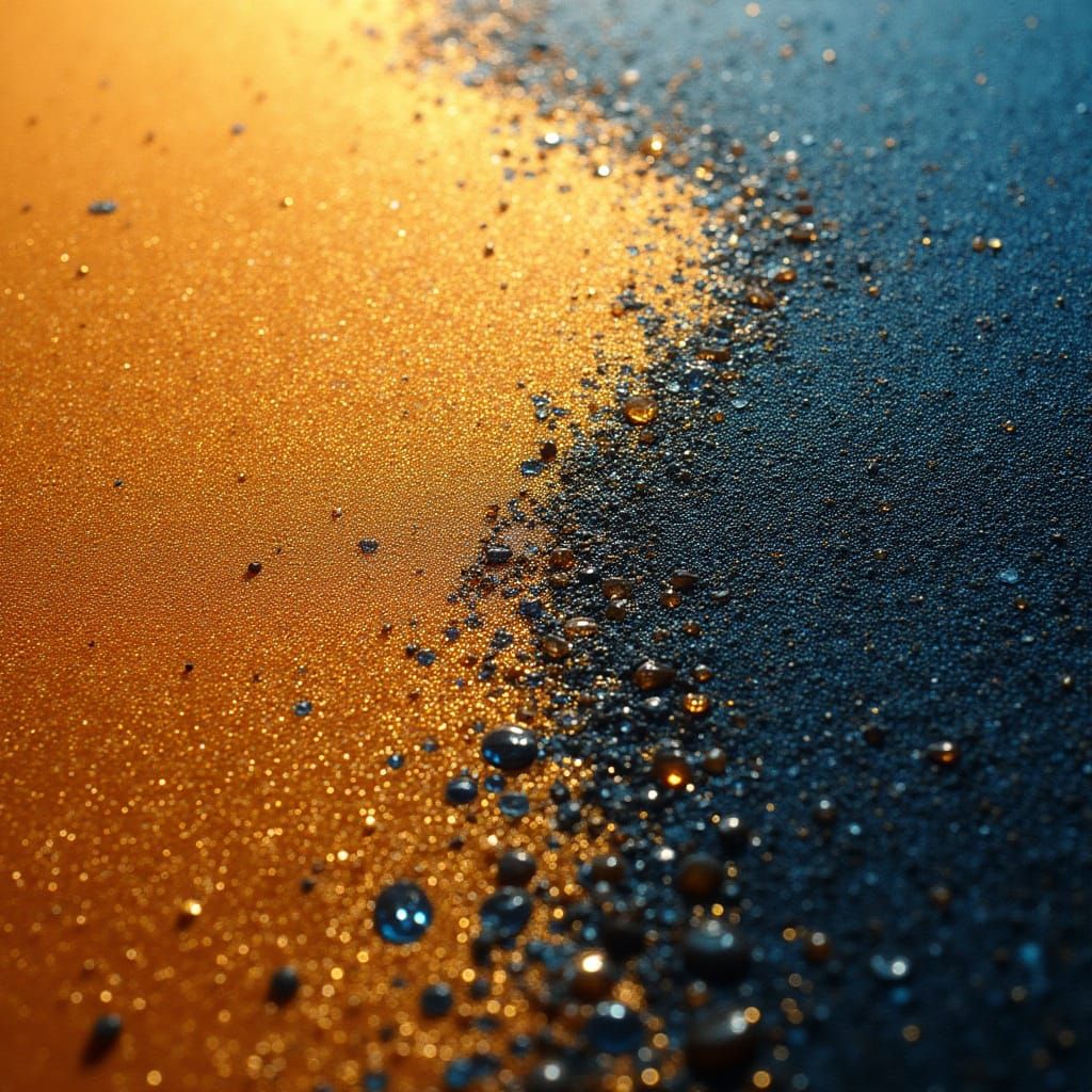 Golden Sand Grains with Blue & Orange Hues