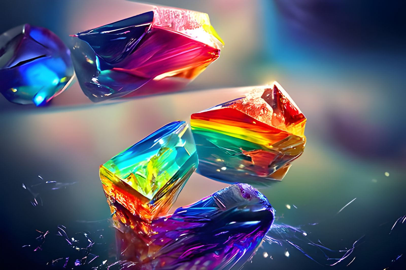 Rainbow Crystal Hybrids in Hyperrealistic Style