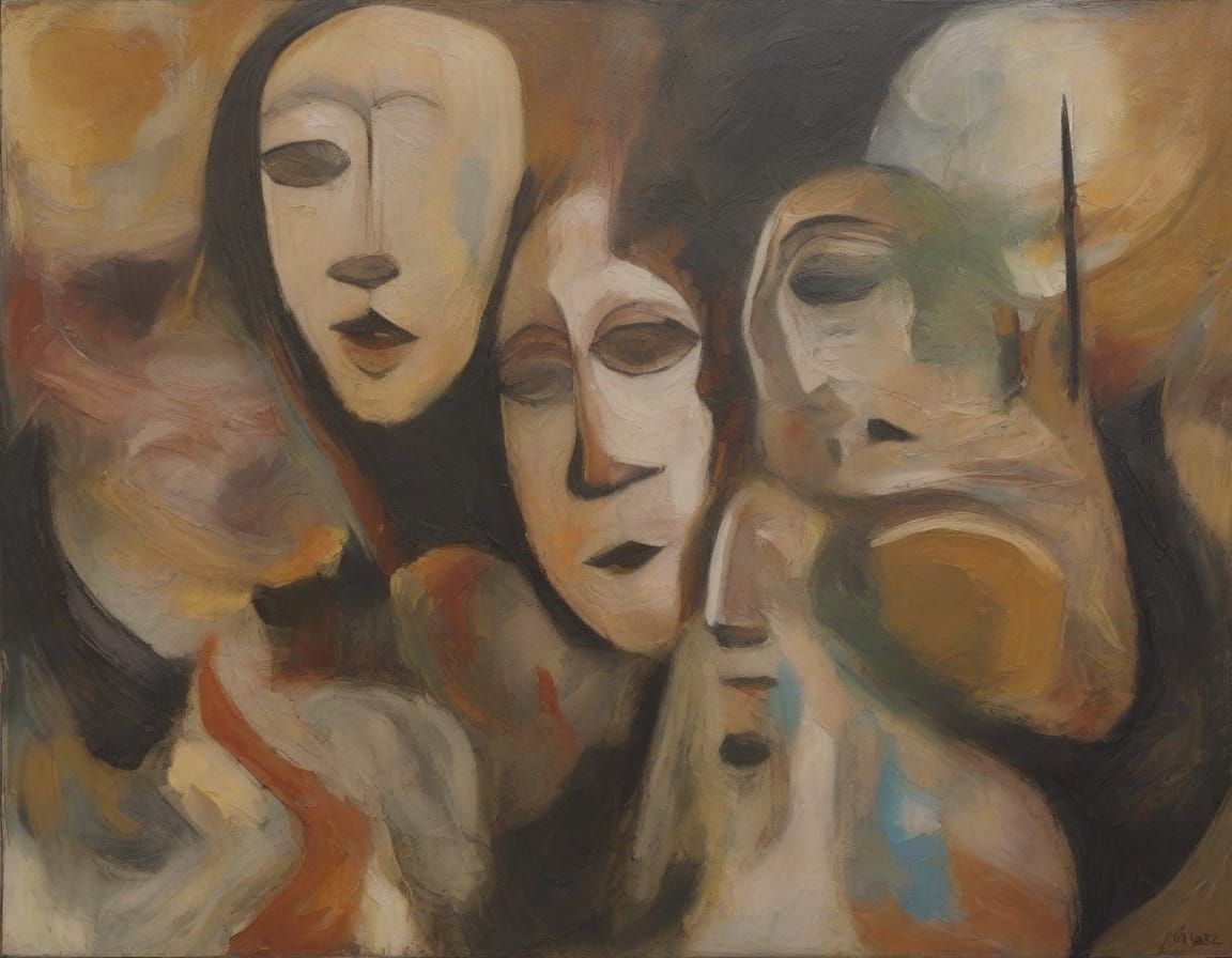 Surrealist Biomorphic Abstraction with Swirling Lines