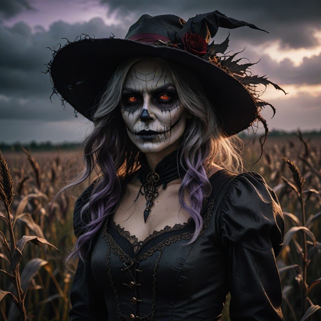 Gothic Scarecrow Woman in Dark Fantasy Style