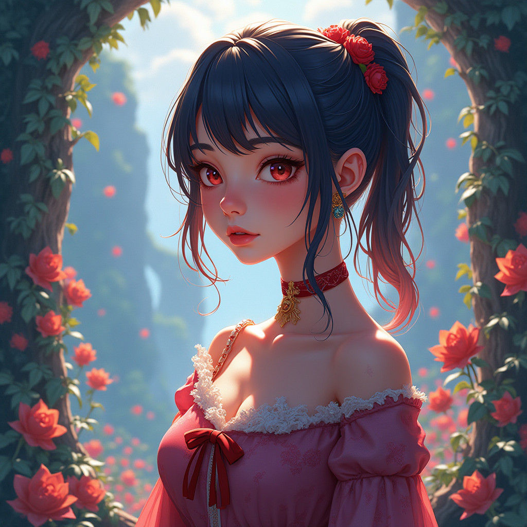 Anime Girl in Mystical Realm Matte Painting