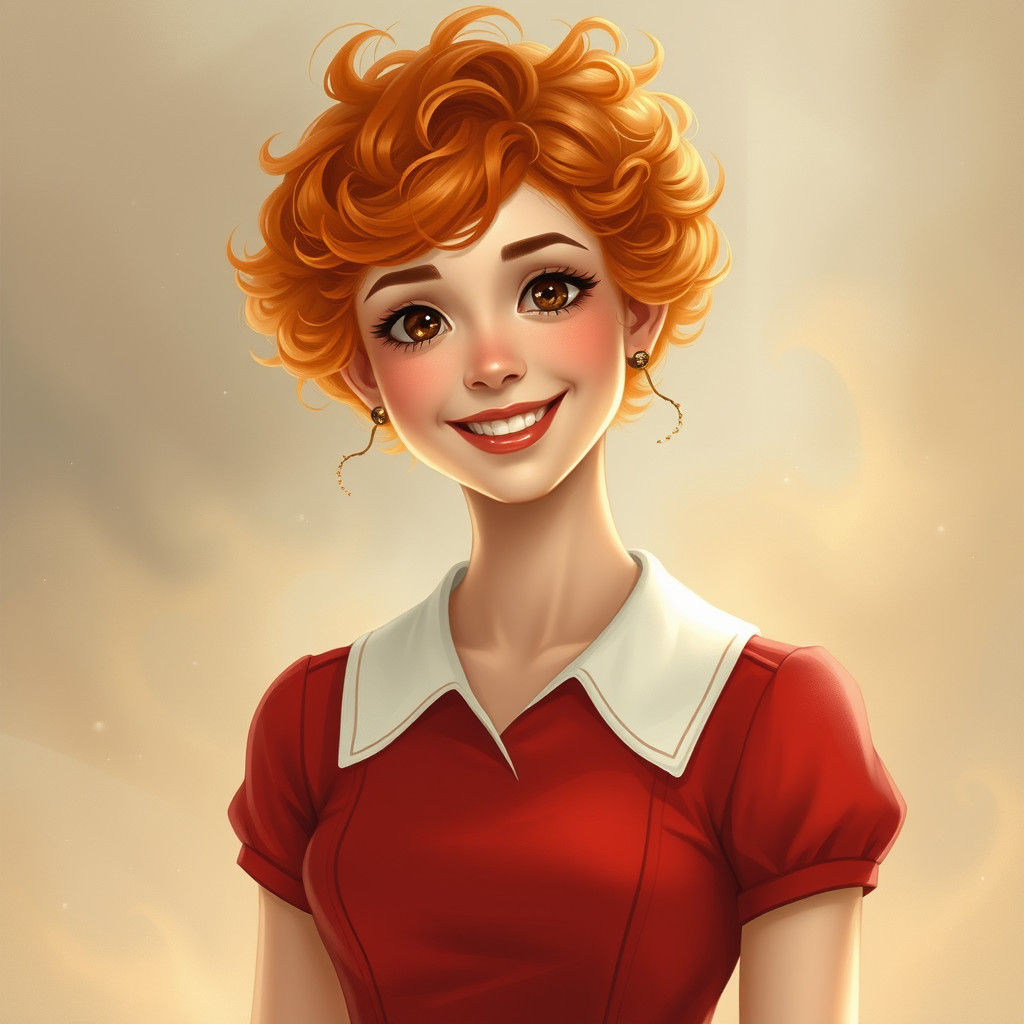 Woman with Orange Hair in Dreamy Mist