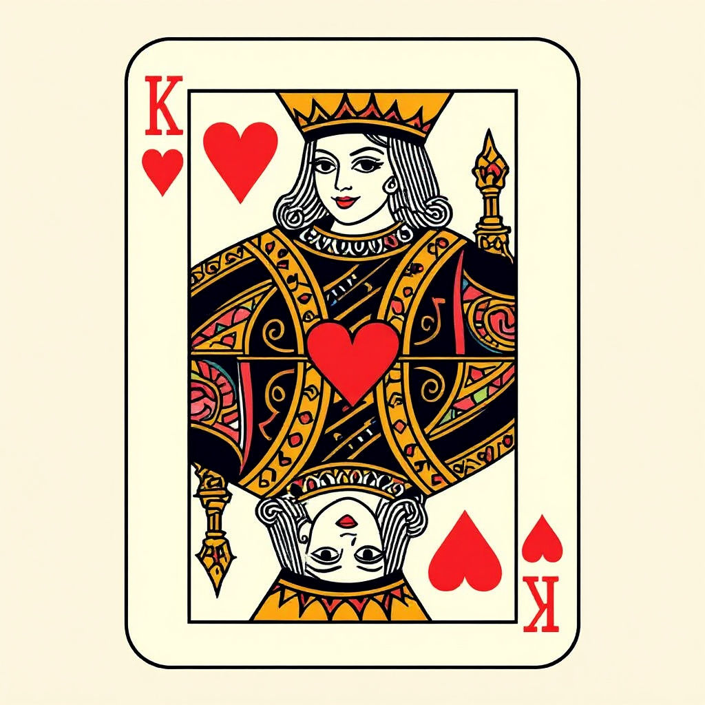 Queen and King of Hearts in Pop Art Style