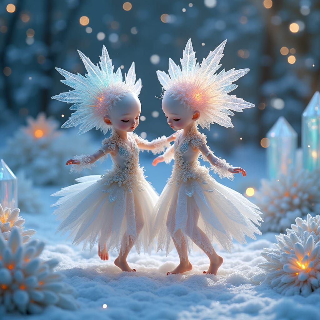 Enchanted Ice Dancers in Whimsical Winter Wonderland