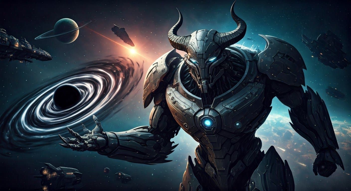 Cybernetic Warframe Dominates the Cosmos