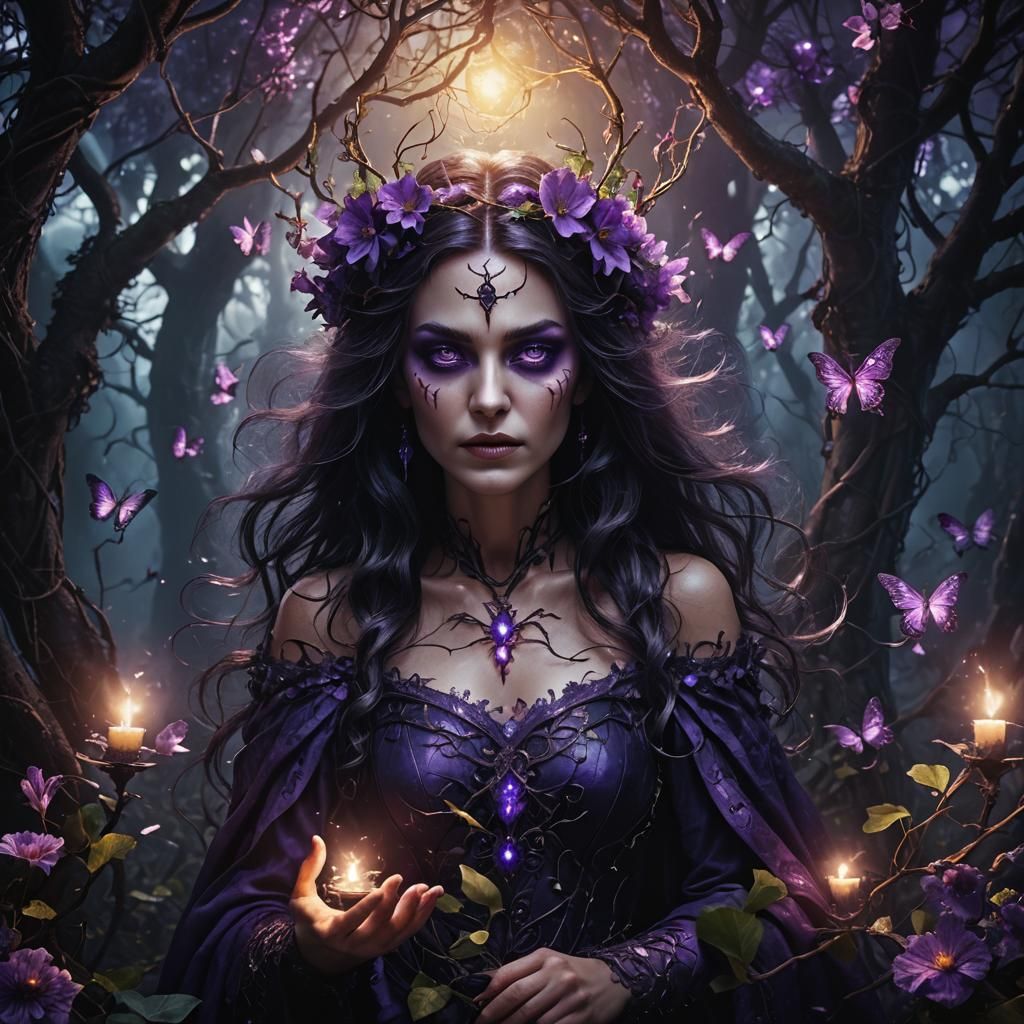 Dark Fantasy Portrait: Beautiful Wicked Woman with Magic