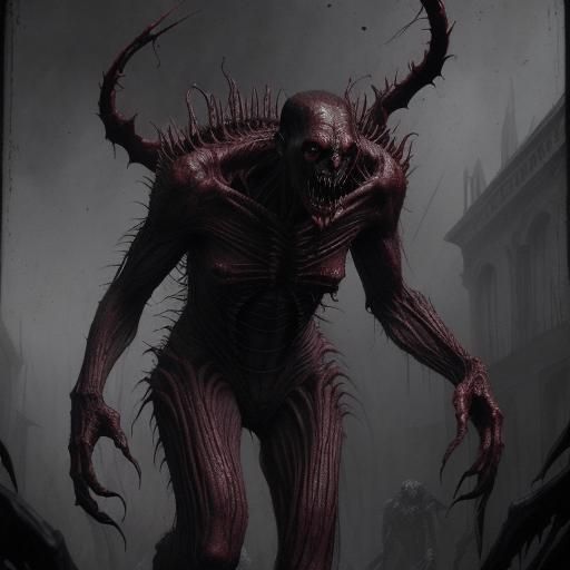 Mutant Vampire: Crimson Creature in Horror Illustration