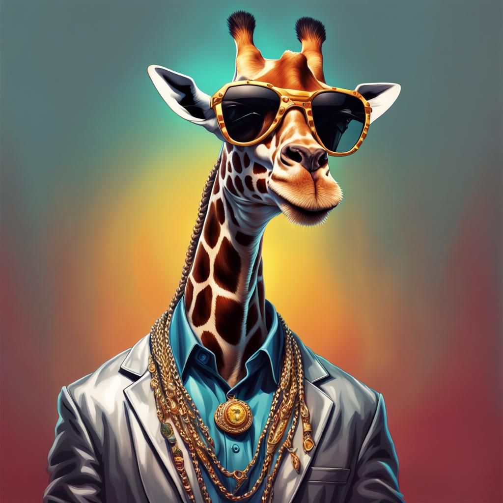 Hip Hop Giraffe Superhero in Hyperrealistic Style