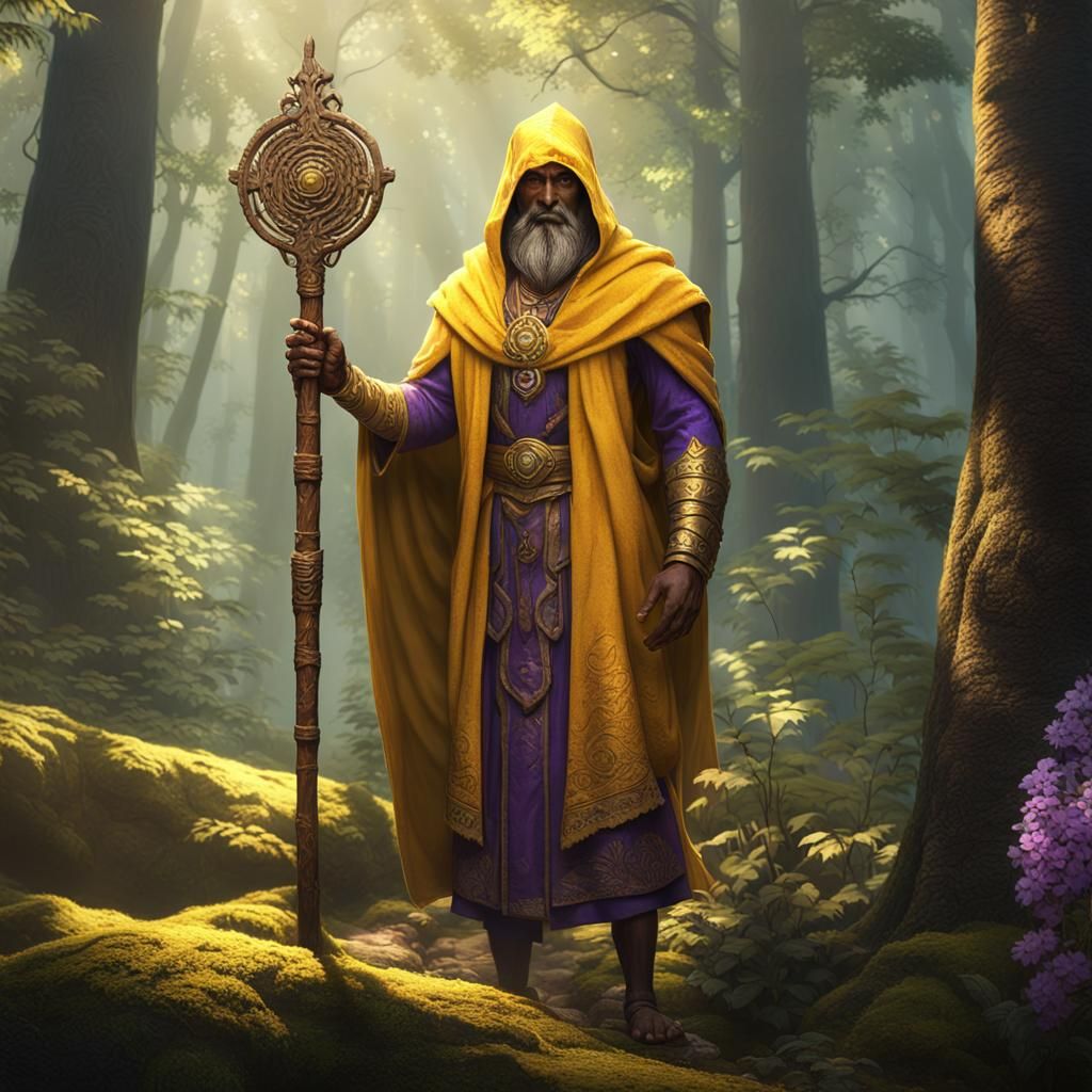 Indian Druid in Forest: Dark Fantasy Concept Art