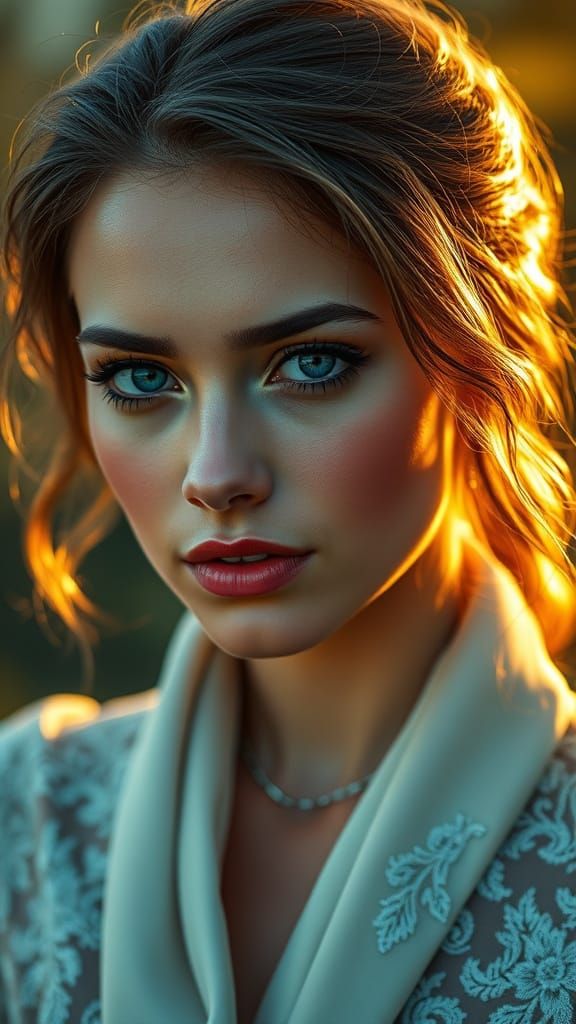 Stunning Young Woman in Photorealistic Portrait