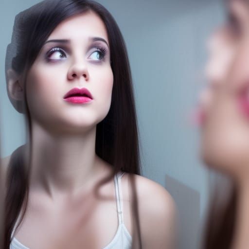 Girl Sees Ghost Reflection in Mirror