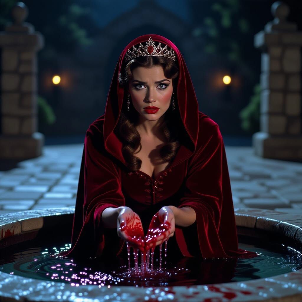 Terrified Woman Rinses Bloody Hands at Night