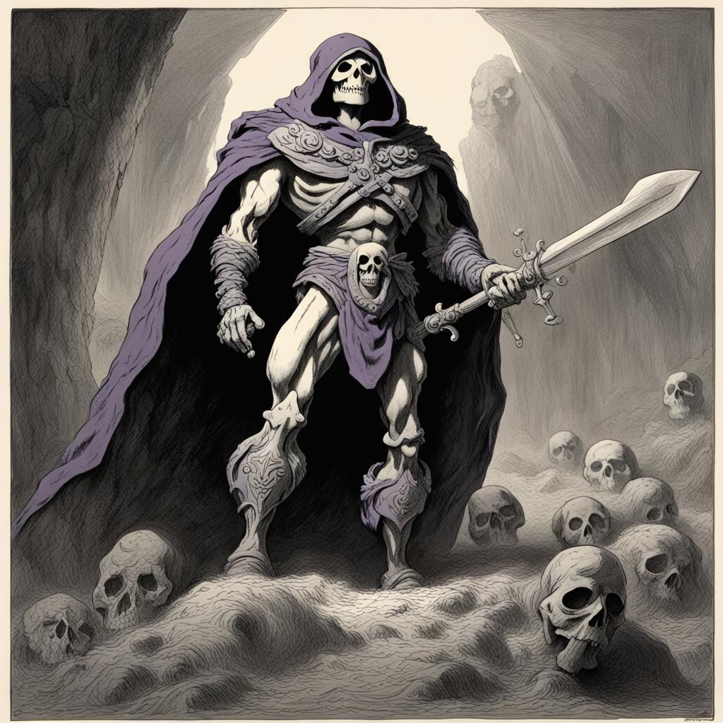 Skeletor in the Style of Gustave Doré