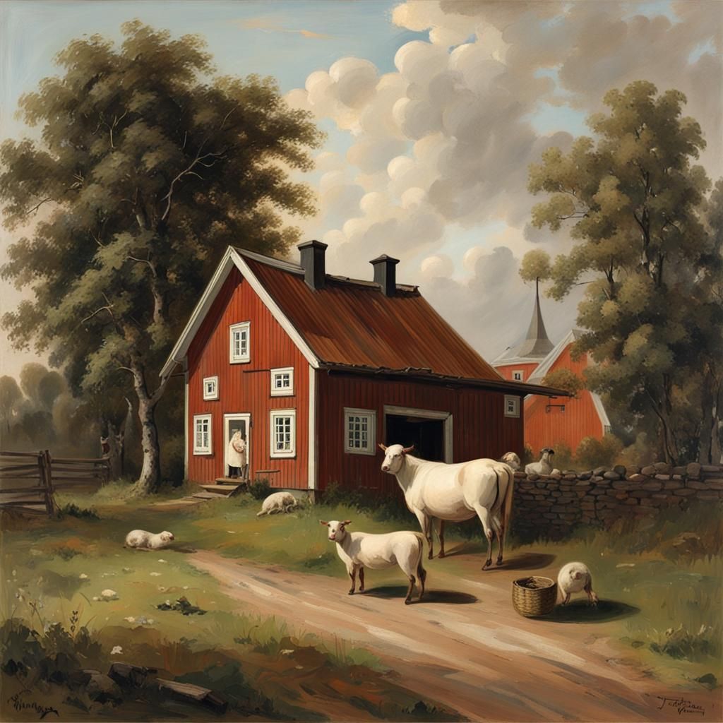 19th Century Scandinavian Farm Inspired by Nyström