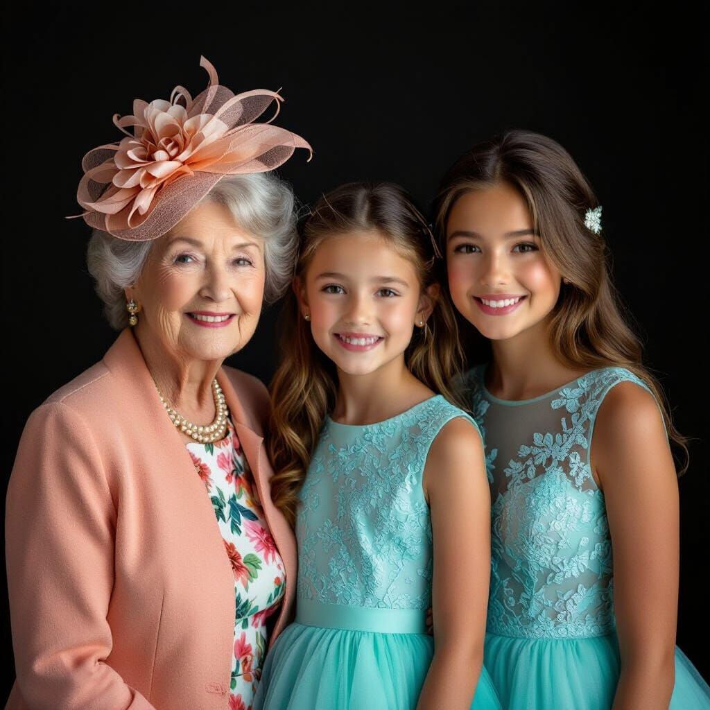 Hyper-Realistic Portrait of Woman, Girl, and Child