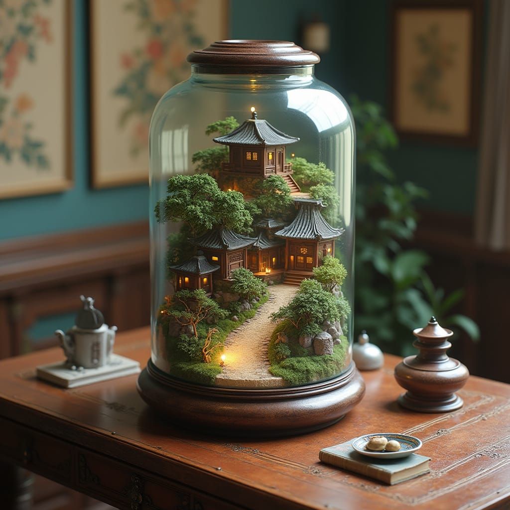 Traditional Chinese Village in a Glass Conservatory