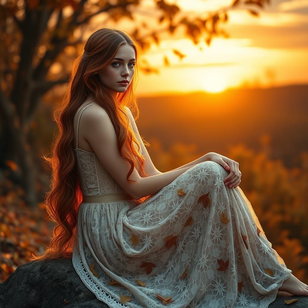 Autumn Goddess in Whimsical Fantasy Art Style