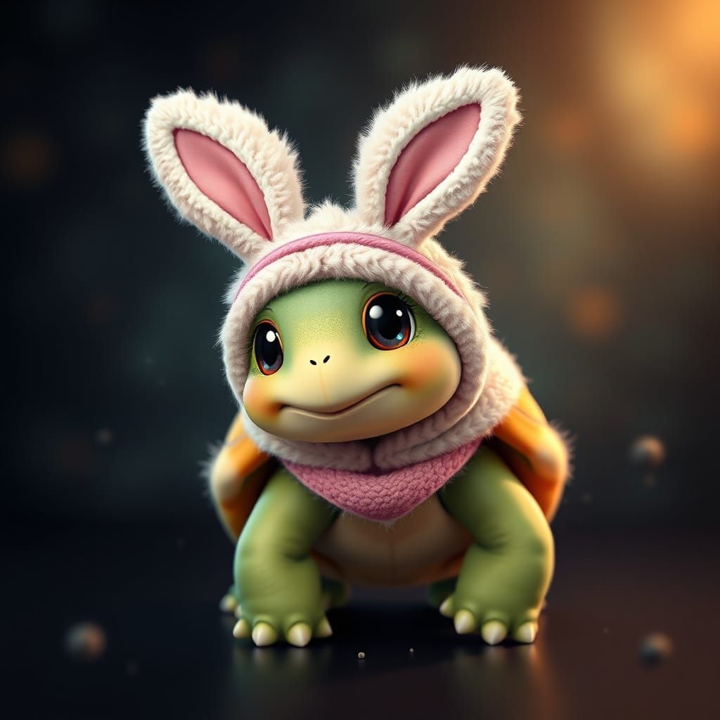 Whimsical Turtle Bunny in Fantasy Concept Art