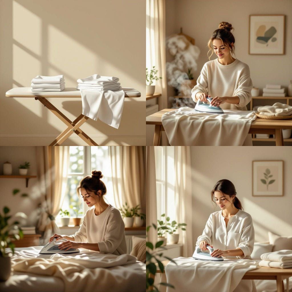 Cozy Lifestyle: Serene Ironing Scene with Soft Lighting