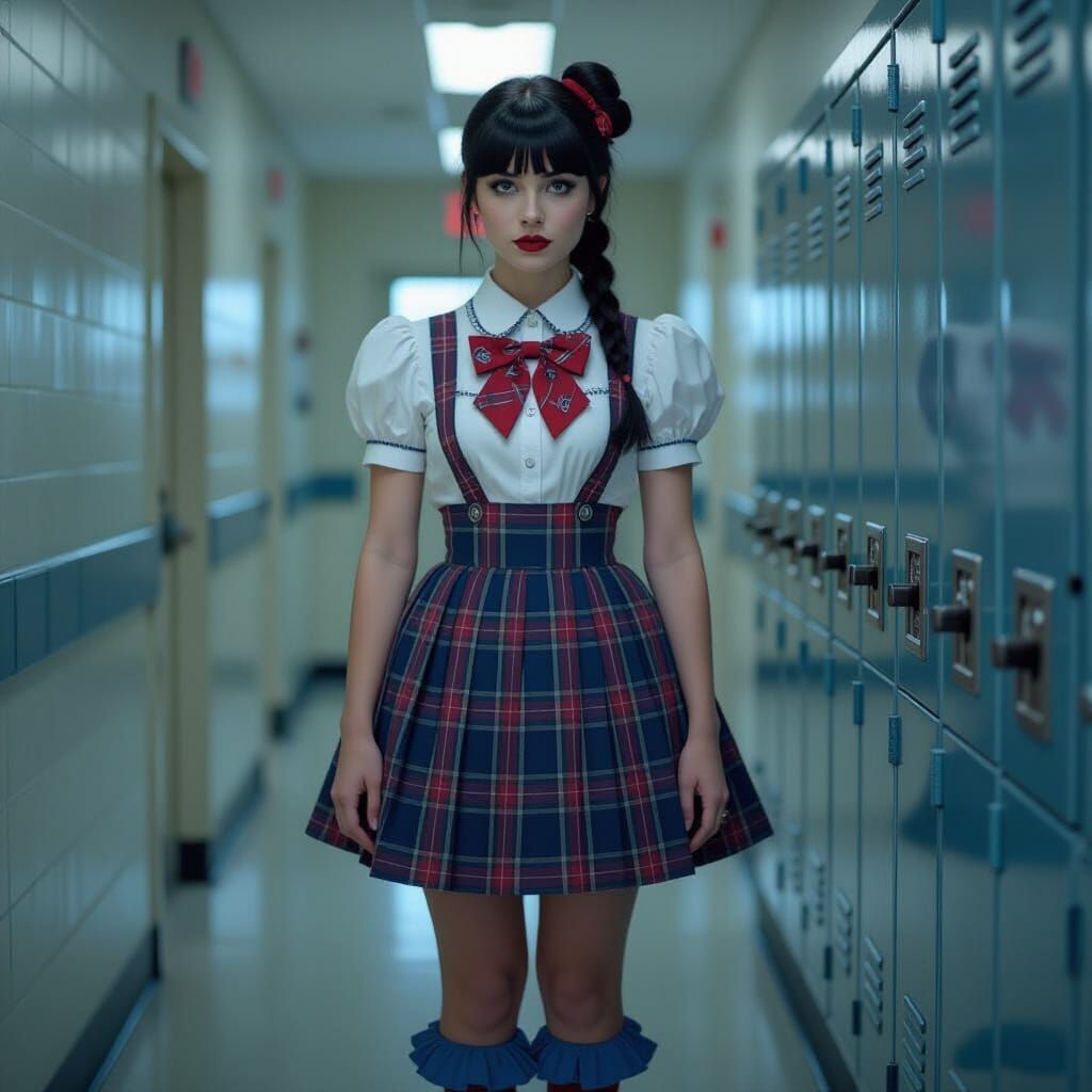 Steampunk Schoolgirl in Cinematic Film Still Style