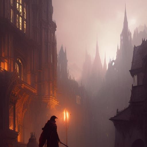 Dark Fantasy Concept Art in Art Nouveau Style