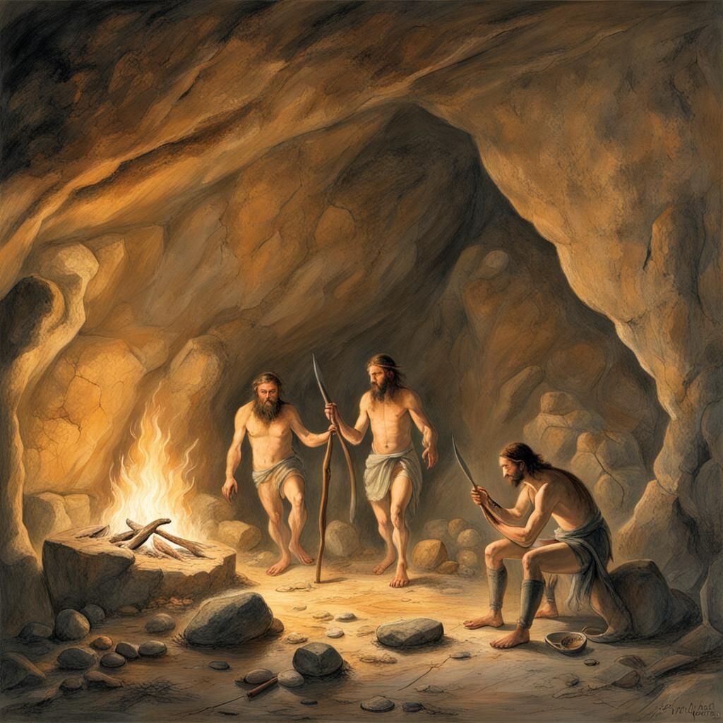 Cro-Magnon Family Warmth in Earth Cave