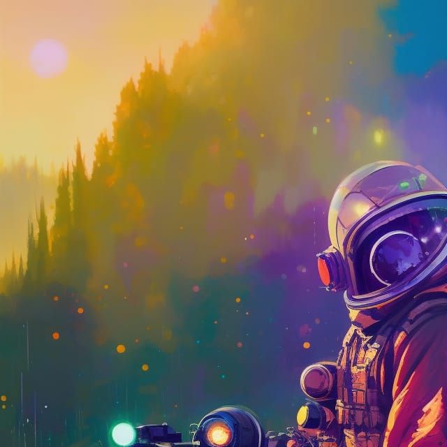Astronaut in Spacesuit: Oil Painting Style