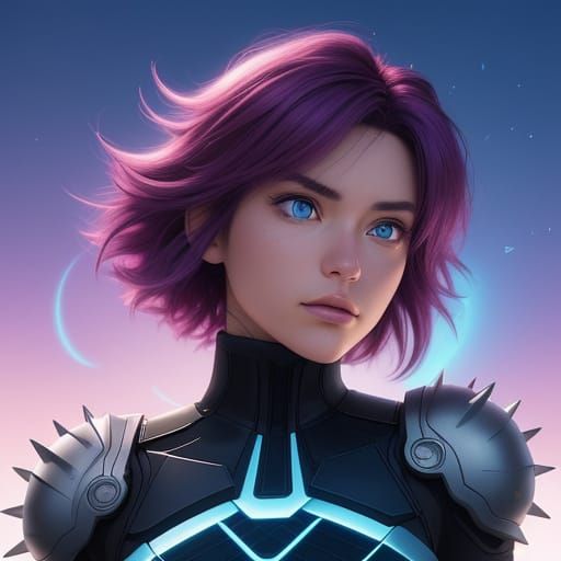 Pixar-Inspired Anime Girl with Vibrant Blue Eyes