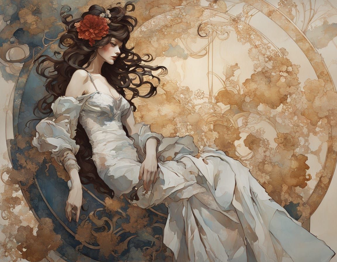 Enchanting, Hyper-Realistic Art Nouveau Beauty