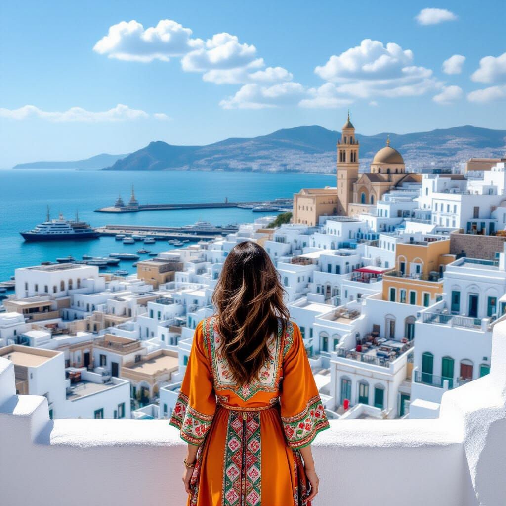 Moroccan Woman Overlooking Tangier and Genoa