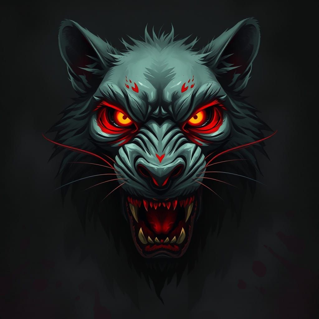 Ferocious Zombie Wolf in Dark, Tenebrous Landscape