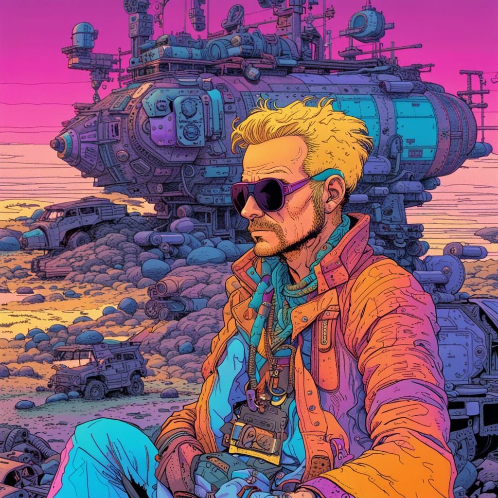 Cyberpunk Pirate Pilot in Ultraviolet Field