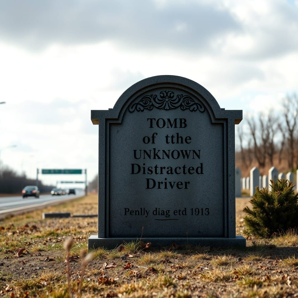 Mysterious Tomb of the Unknown Distracted Driver on a Desola...