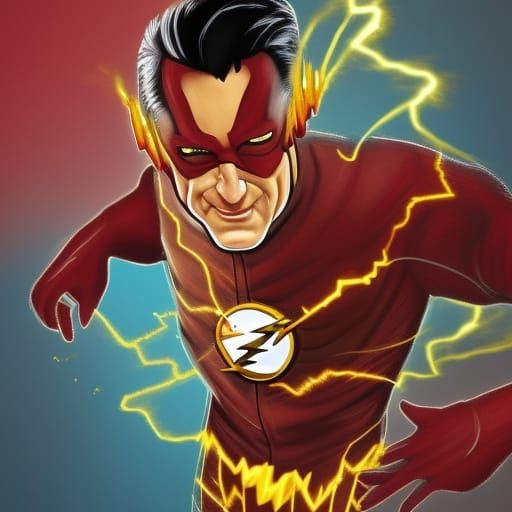 Johnny Cash as The Flash in Hyperrealistic Style