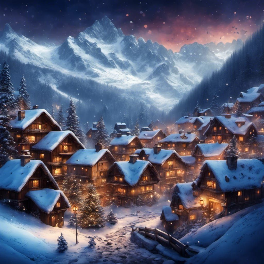 Cozy Christmas Village in the Swiss Alps